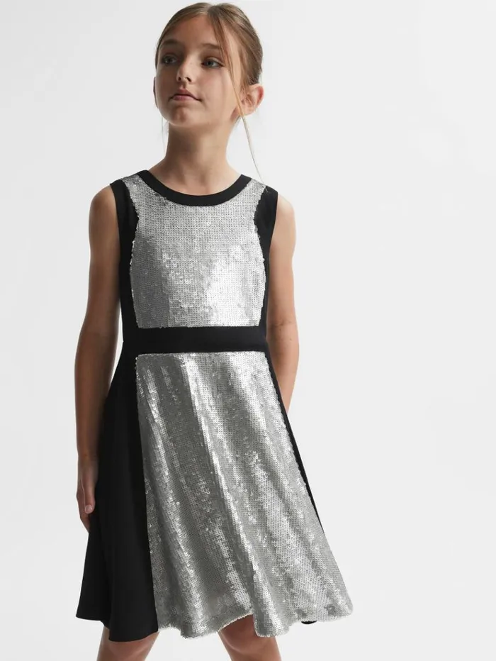 REISS Dresses Children Relaxed Fit Sequin Dress Black