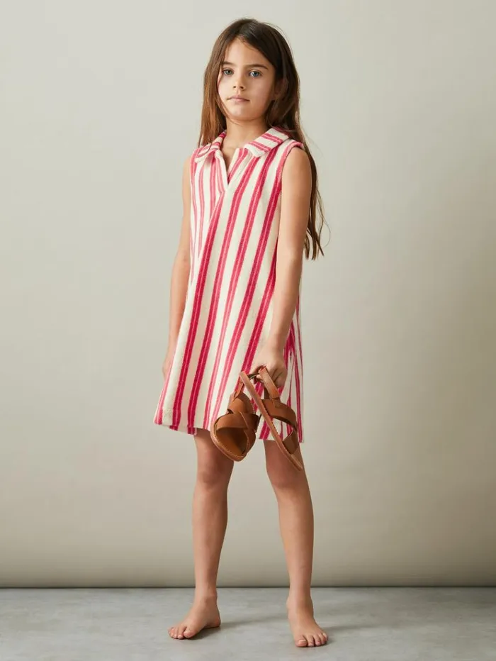 REISS Dresses Children Towelling Open Collar Dress Pink