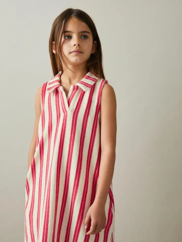 REISS Dresses Children Towelling Open Collar Dress Pink