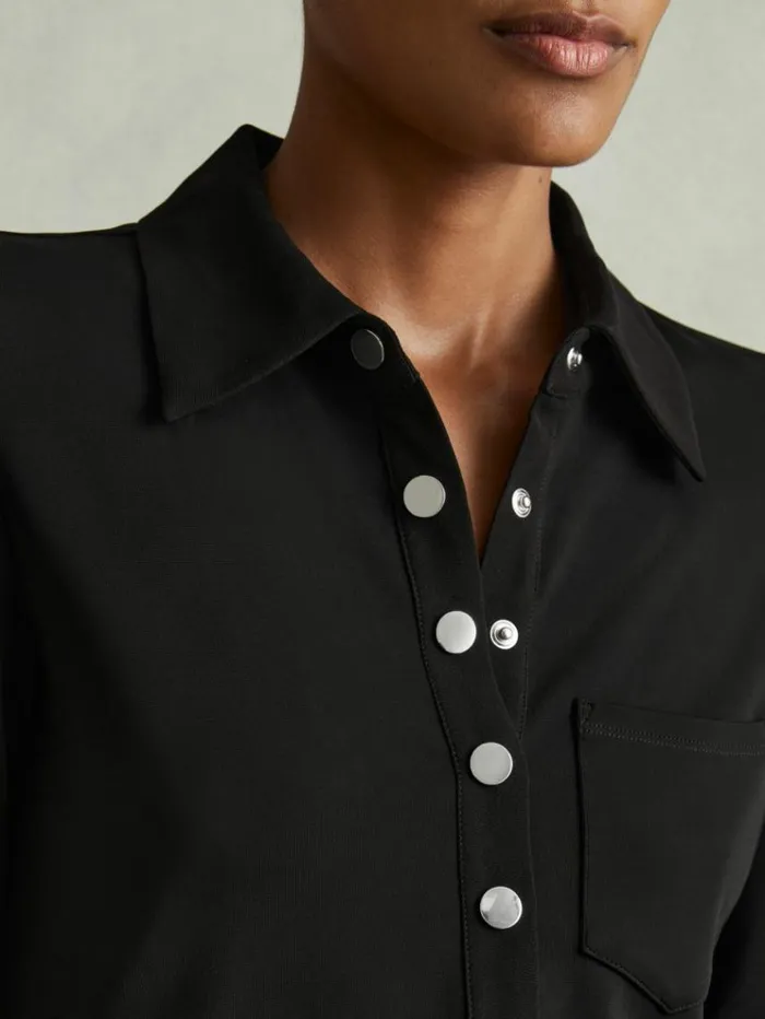 REISS Dresses Women Jersey Polo Maxi Dress Black