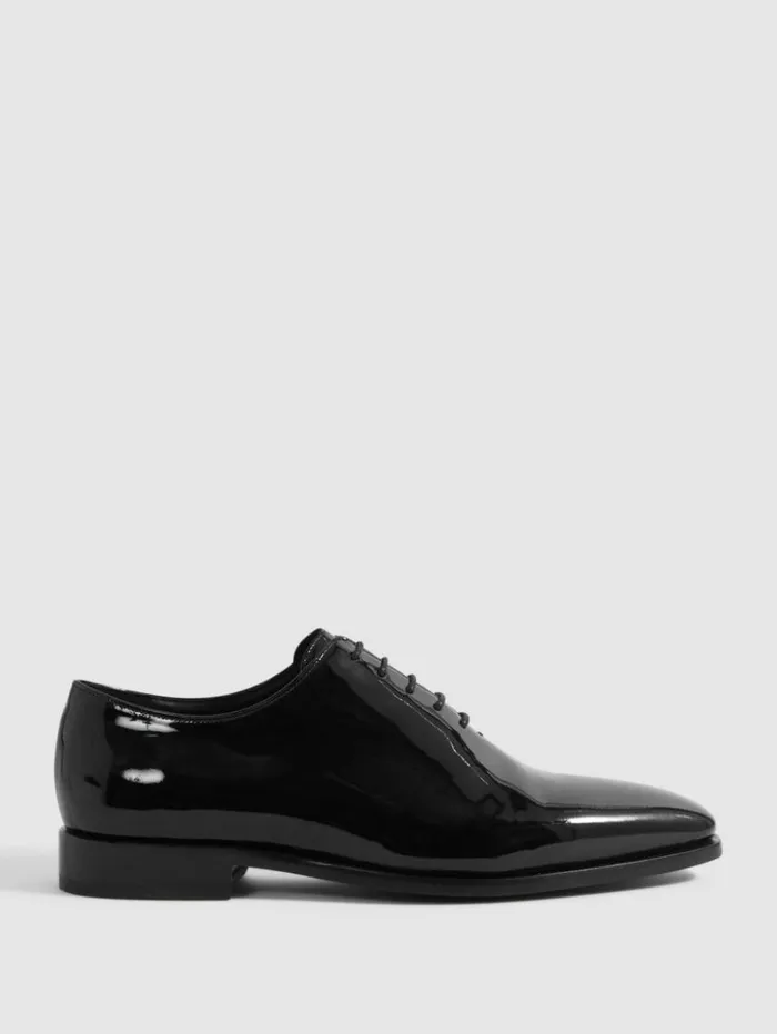 REISS Formal Shoes Men Patent Leather LaceUp Shoes Black