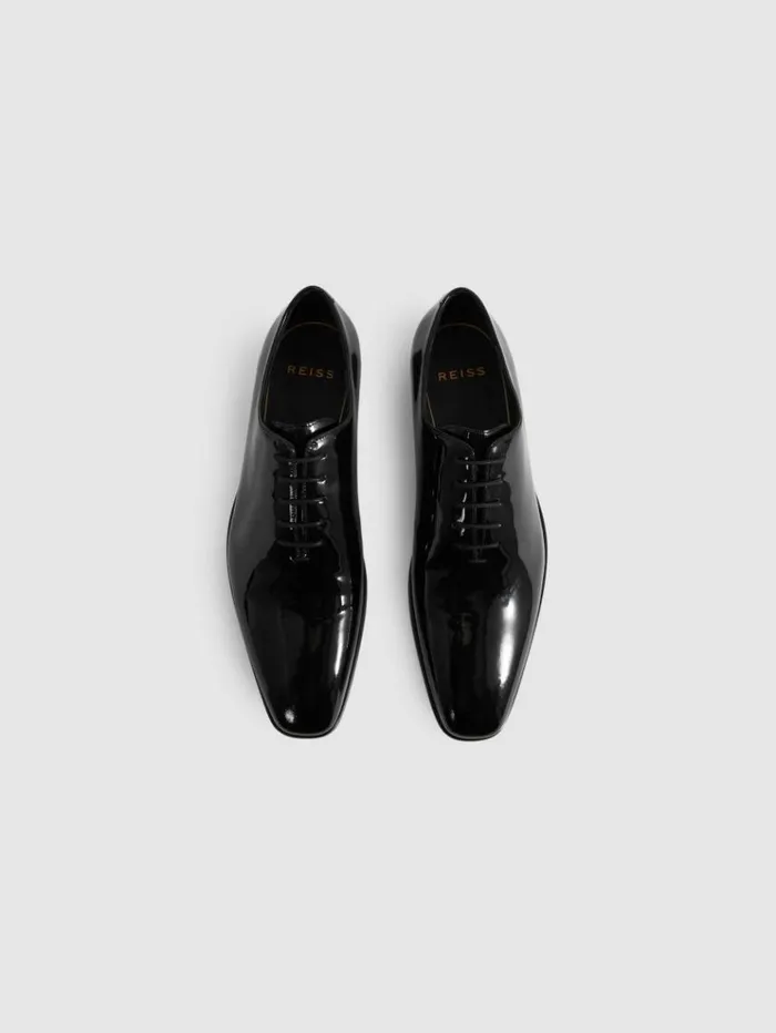 REISS Formal Shoes Men Patent Leather LaceUp Shoes Black