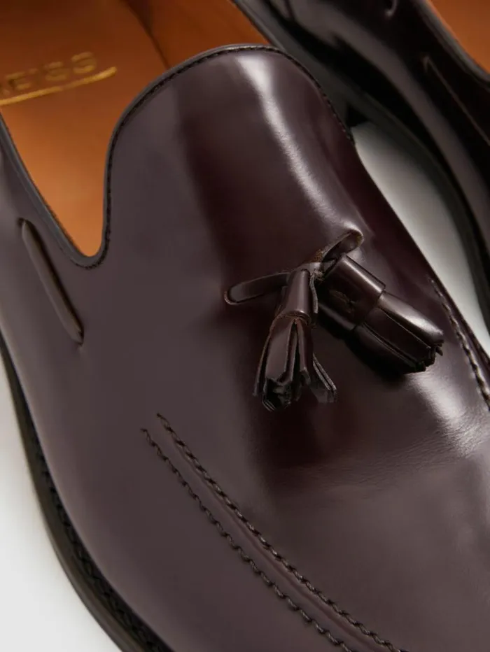 REISS Formal Shoes Men Tasselled Suede Loafers Oxblood