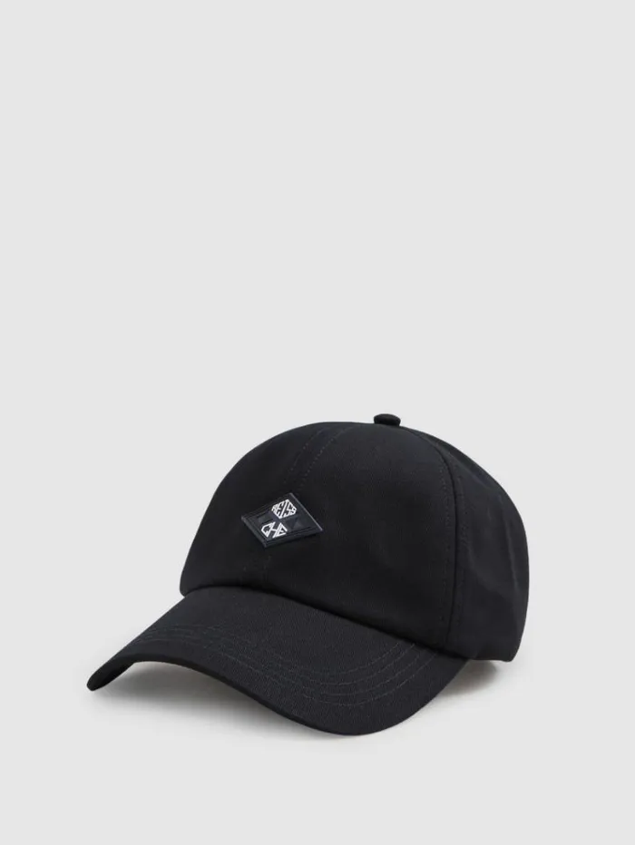REISS Hats Gloves and Scarves Men Ch Rubberised Badge Baseball Cap Navy