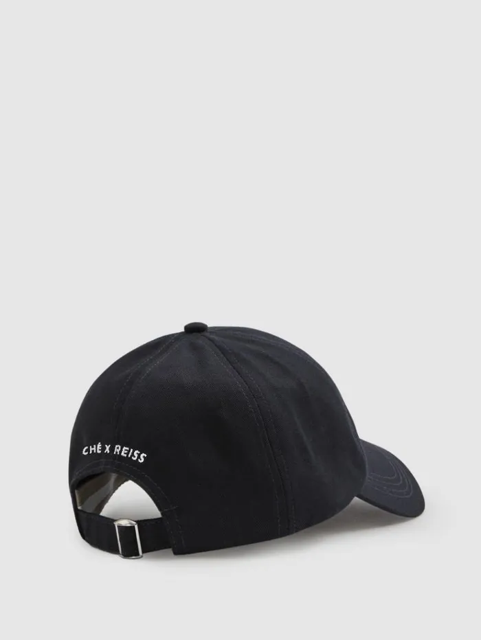 REISS Hats Gloves and Scarves Men Ch Rubberised Badge Baseball Cap Navy
