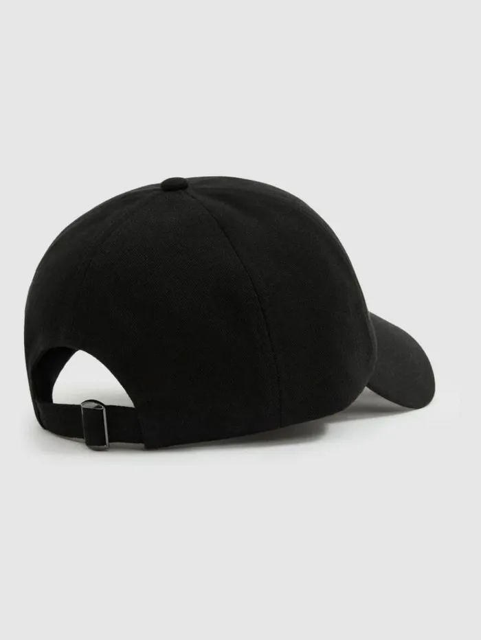 REISS Hats Gloves and Scarves Men MonogramEmbroidered Twill Baseball Cap Blackwhite