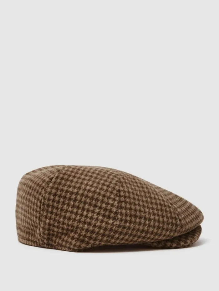 REISS Hats Gloves and Scarves Men Wool Blend Baker Boy Cap Oatmeal
