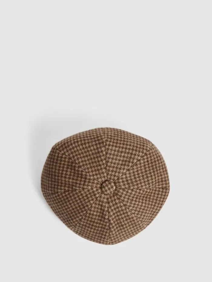 REISS Hats Gloves and Scarves Men Wool Blend Baker Boy Cap Oatmeal