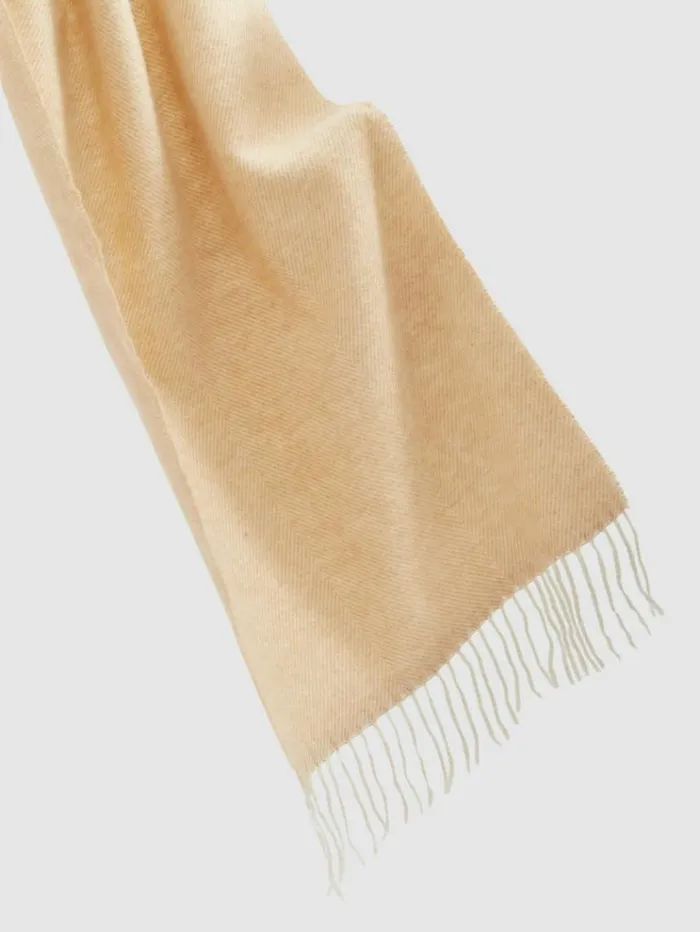 REISS Hats Gloves and Scarves Men Wool Blend Herringbone Scarf Oatmealwhite