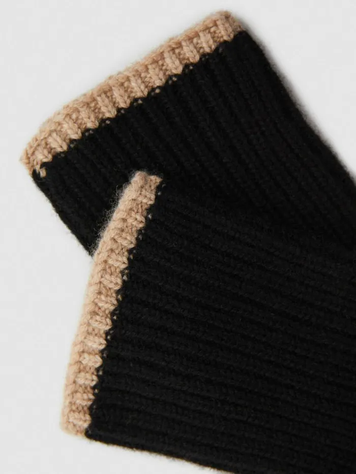 REISS Hats Gloves and Scarves Women Wool Blend Contrast Trim Gloves Blackcamel
