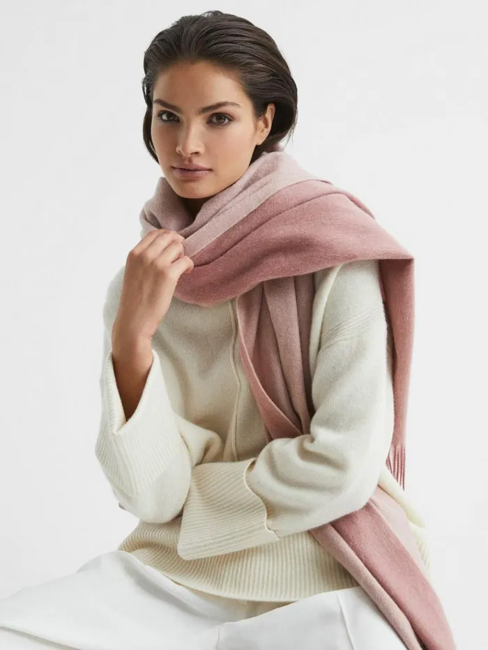 REISS Hats Gloves and Scarves Women WoolCashmere Scarf Blush