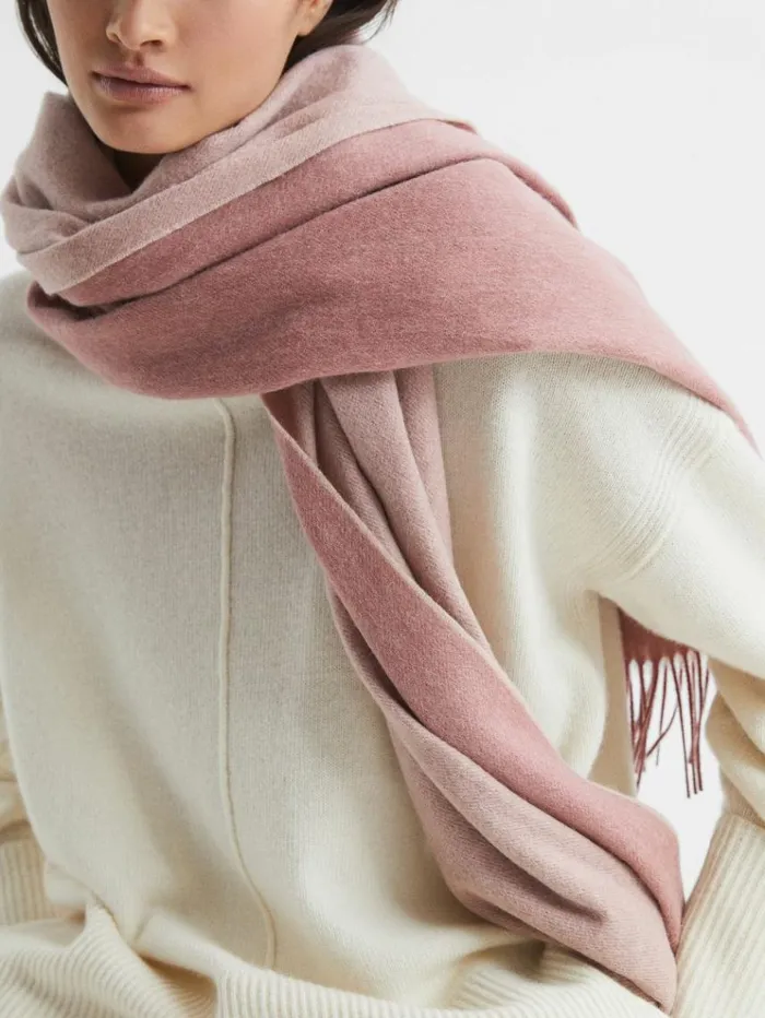 REISS Hats Gloves and Scarves Women WoolCashmere Scarf Blush