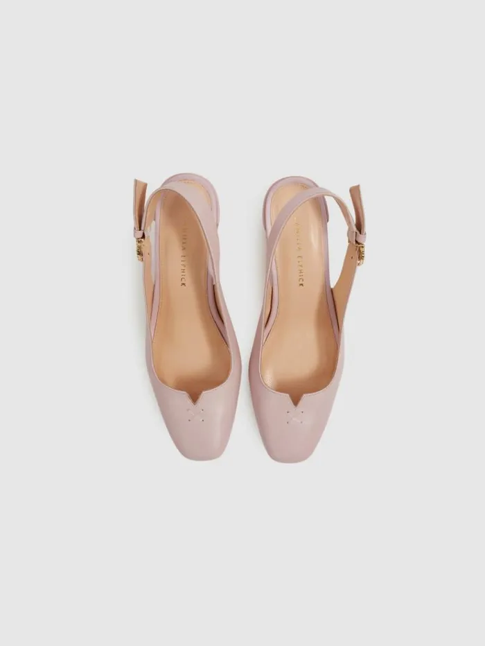 REISS Heels Women Camilla Elphick Leather Slingback Heels Soft Pink