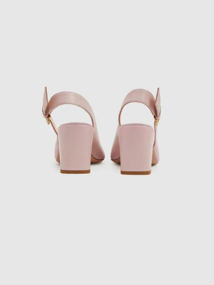 REISS Heels Women Camilla Elphick Leather Slingback Heels Soft Pink