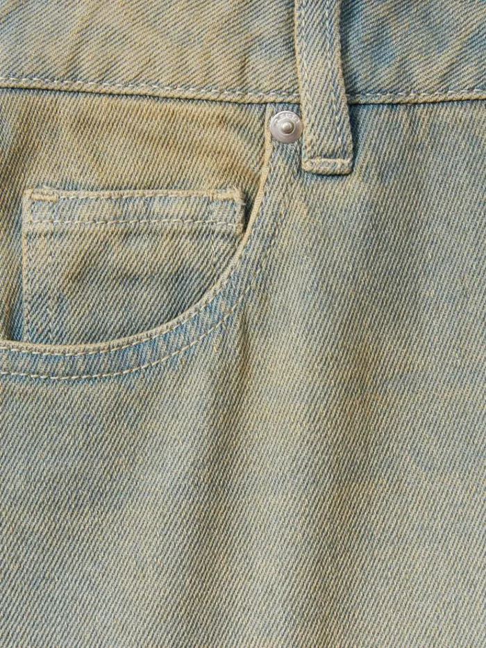 REISS Jeans Children Acid Wash Wide Leg Jeans Green