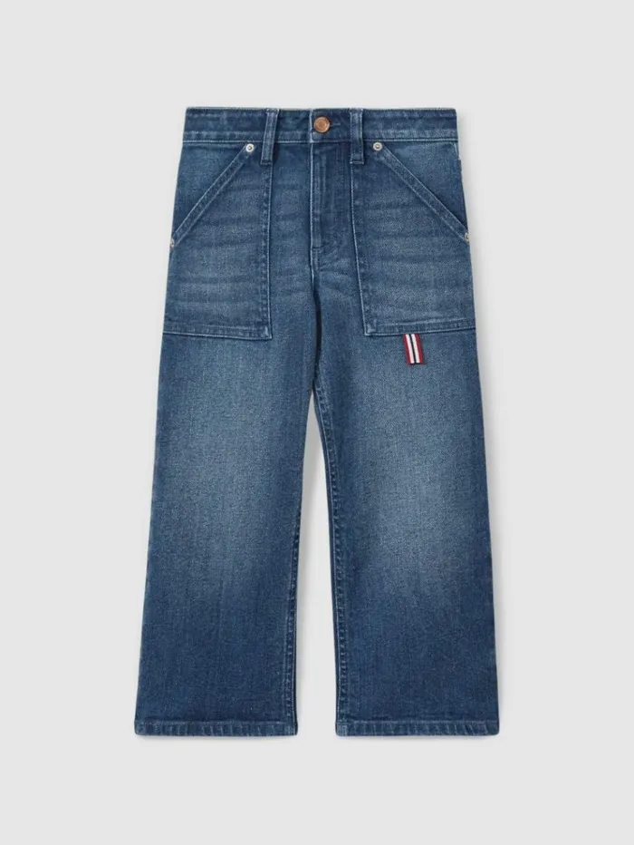 REISS Jeans Children Contrast Trim Wide Leg Jeans Blue