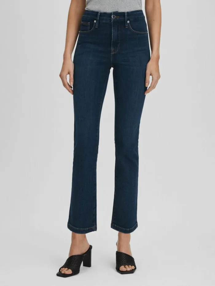 REISS Jeans Women Good American Slim Fit Cropped Jeans Blue