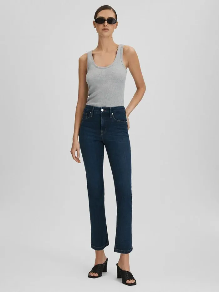 REISS Jeans Women Good American Slim Fit Cropped Jeans Blue