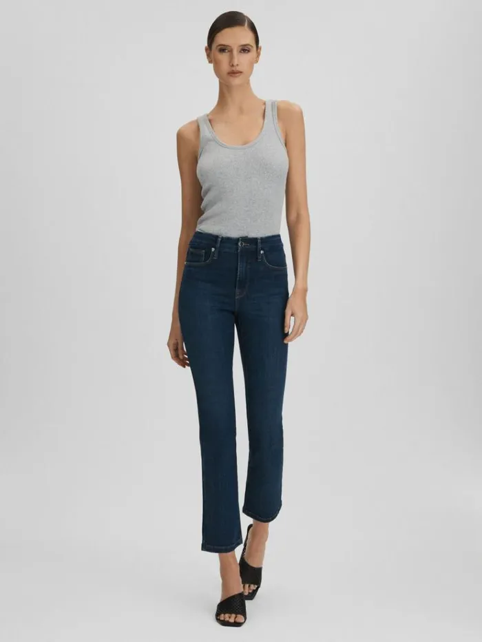 REISS Jeans Women Good American Slim Fit Cropped Jeans Blue
