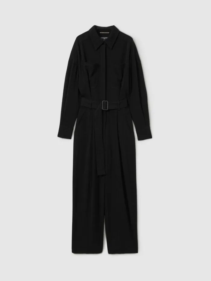 REISS Jumpsuits and Rompers Women Atelier Belted Crepe Jumpsuit Black