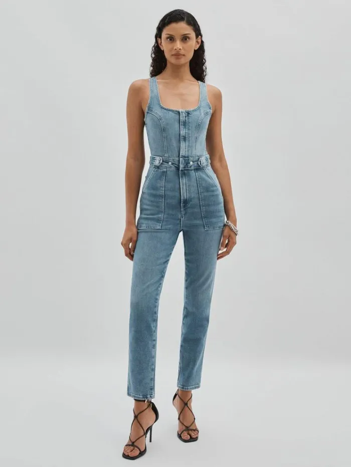 REISS Jumpsuits and Rompers Women Good American Denim Jumpsuit Mid Blue