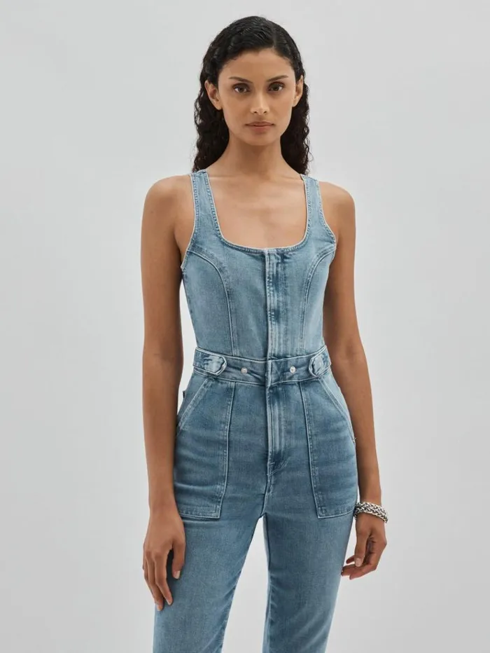 REISS Jumpsuits and Rompers Women Good American Denim Jumpsuit Mid Blue