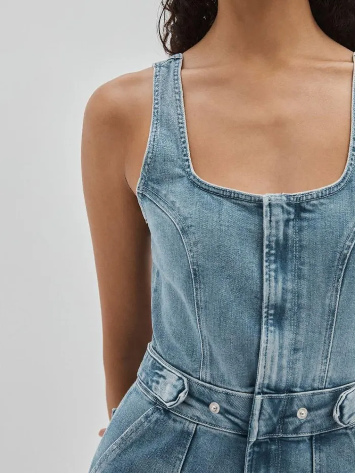 REISS Jumpsuits and Rompers Women Good American Denim Jumpsuit Mid Blue