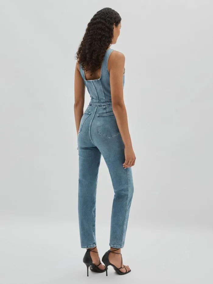 REISS Jumpsuits and Rompers Women Good American Denim Jumpsuit Mid Blue
