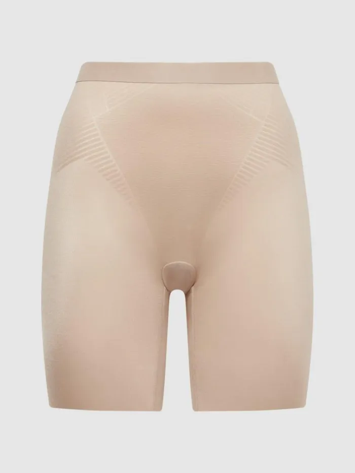 REISS Lingerie Women Spanx Shapewear Firming MidThigh Shorts Champagne