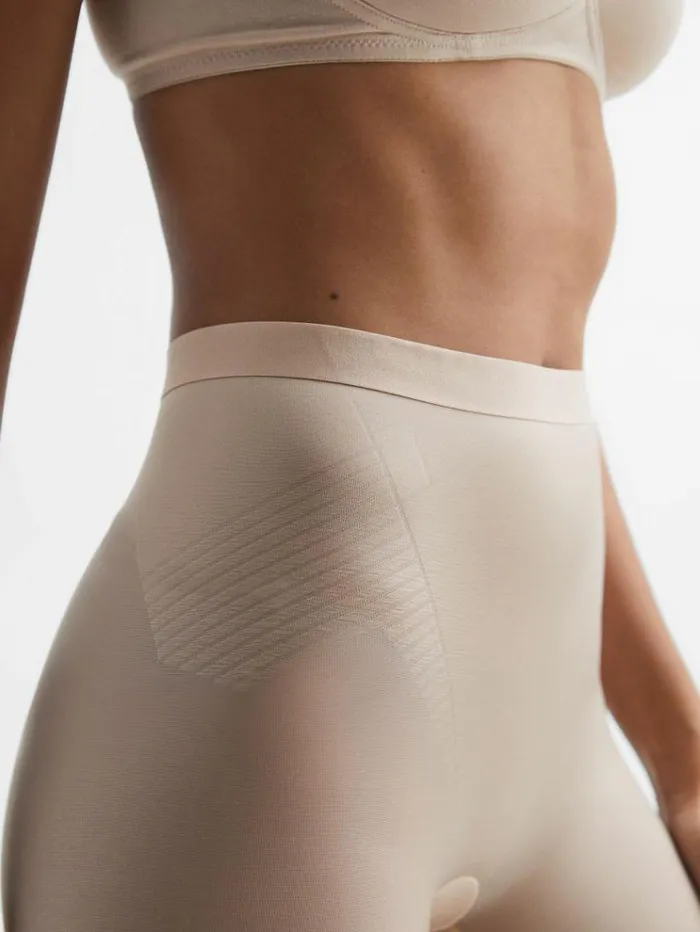 REISS Lingerie Women Spanx Shapewear Firming MidThigh Shorts Champagne