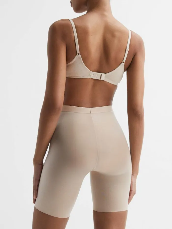 REISS Lingerie Women Spanx Shapewear Firming MidThigh Shorts Champagne