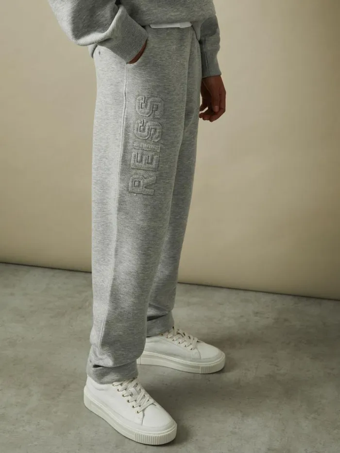 REISS Pants Children Applique Logo Sweat Joggers Grey