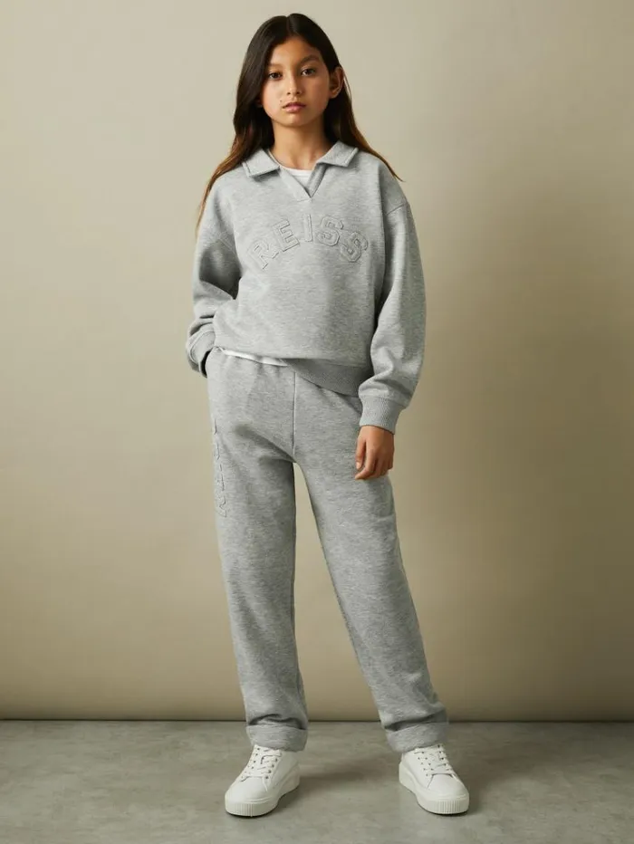 REISS Pants Children Applique Logo Sweat Joggers Grey