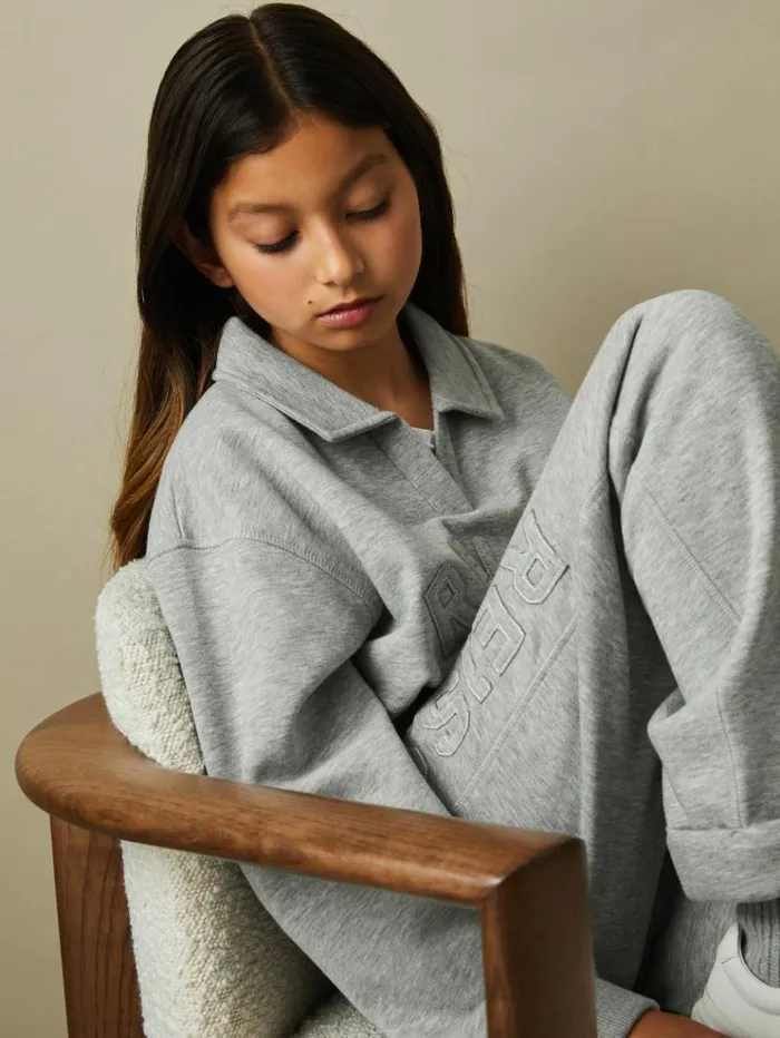 REISS Pants Children Applique Logo Sweat Joggers Grey