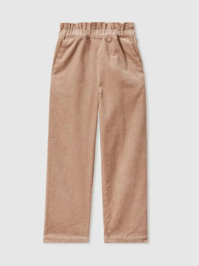REISS Pants Children Corduroy Paper Bag Trousers Camel