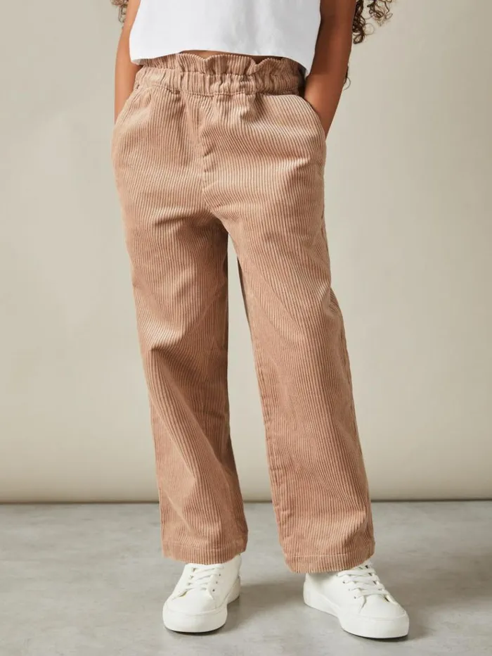 REISS Pants Children Corduroy Paper Bag Trousers Camel