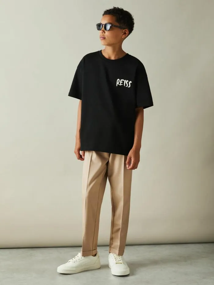 REISS Pants Children Relaxed Elasticated Trousers With TurnUps Soft Camel Brown REISS Pants Children Relaxed Elasticated Trousers With TurnUps Soft Camel Brown