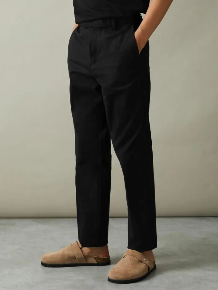 REISS Pants Children Slim Fit Adjustable Waist Chinos Black