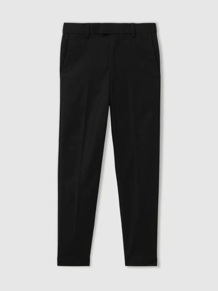 REISS Pants Children Slim Fit Adjustable Waist Chinos Black