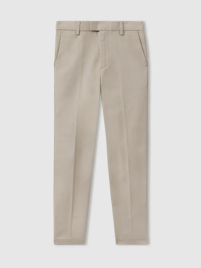 REISS Pants Children Slim Fit Adjustable Waist Chinos Stone