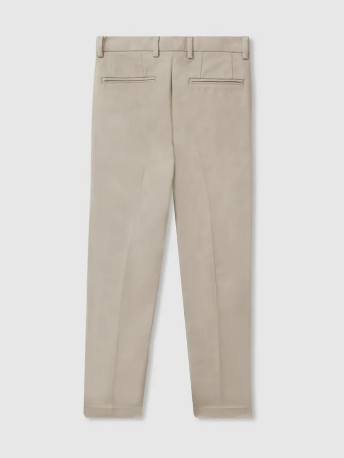 REISS Pants Children Slim Fit Adjustable Waist Chinos Stone