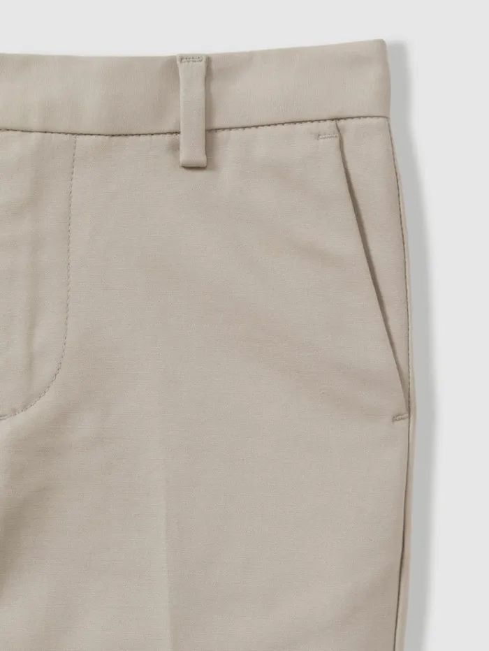 REISS Pants Children Slim Fit Adjustable Waist Chinos Stone