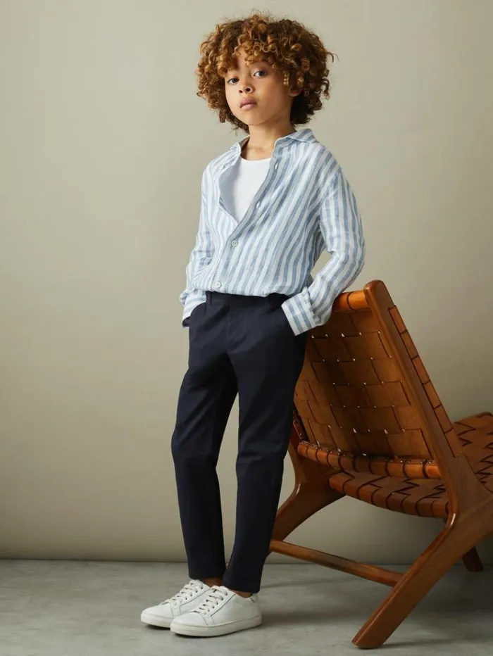 REISS Pants Children Slim Fit Casual Chinos Navy