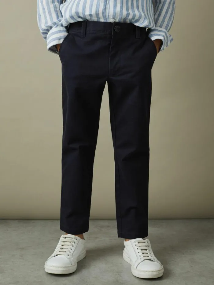 REISS Pants Children Slim Fit Casual Chinos Navy
