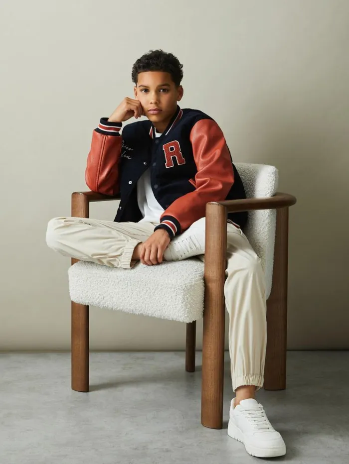 REISS Pants Children Technical Drawstring Cuffed Cargo Trousers Stone
