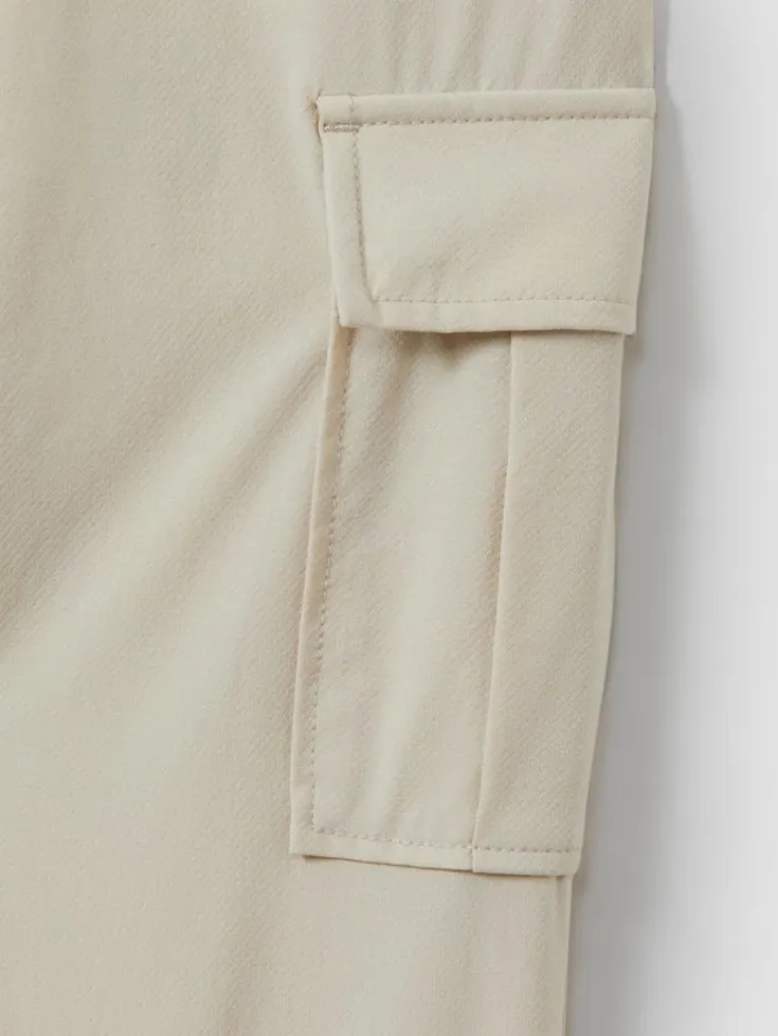 REISS Pants Children Technical Drawstring Cuffed Cargo Trousers Stone