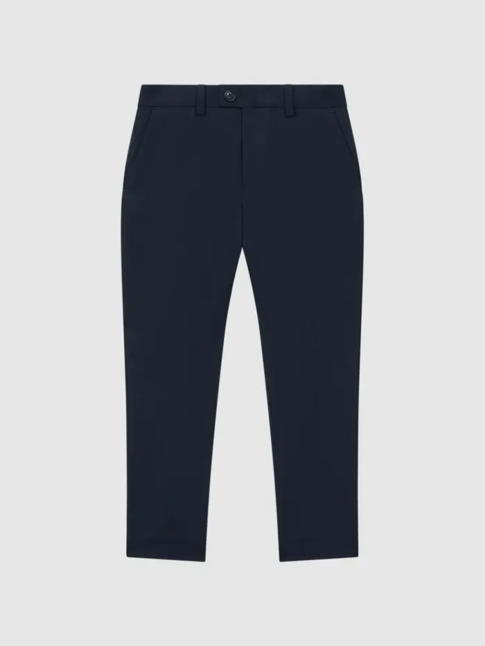 REISS Pants Children Wool Blend Adjustable Trousers Navy