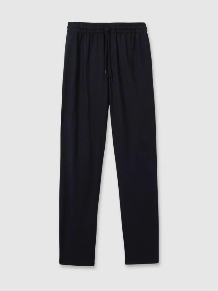 REISS Pants Men Les Deux Forest Green Linen Blend Drawstring Trousers Dark Navy