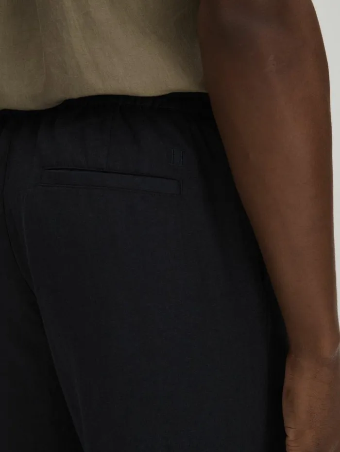 REISS Pants Men Les Deux Forest Green Linen Blend Drawstring Trousers Dark Navy
