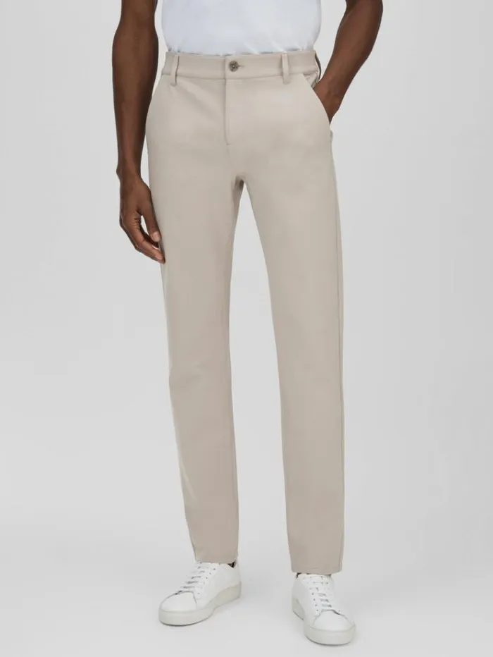 REISS Pants Men Paige Tapered Stretch Trousers Oyster